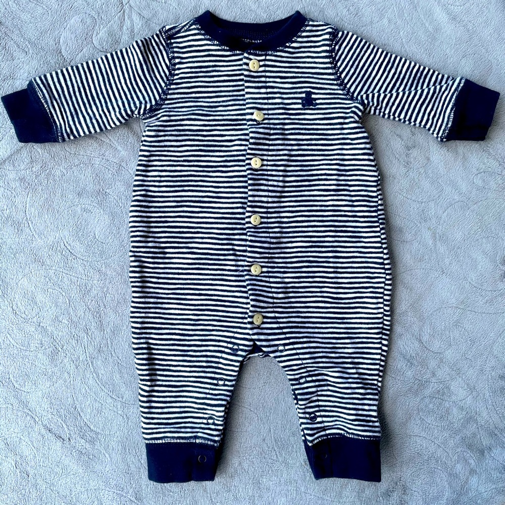 GAP Knitted navy/white striped bodysuit
